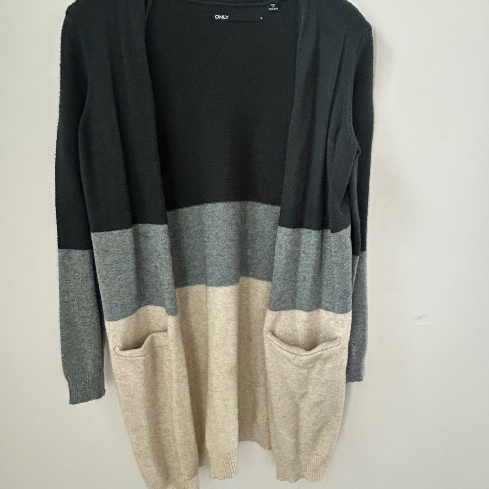 ONLY Women's Green and Gray Colorblock Sweater